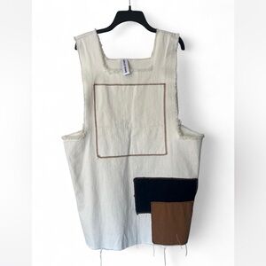 Ashley Rowe Canvas Tunic – Raw Hem + Overlay Patches, Minimalist, One Size